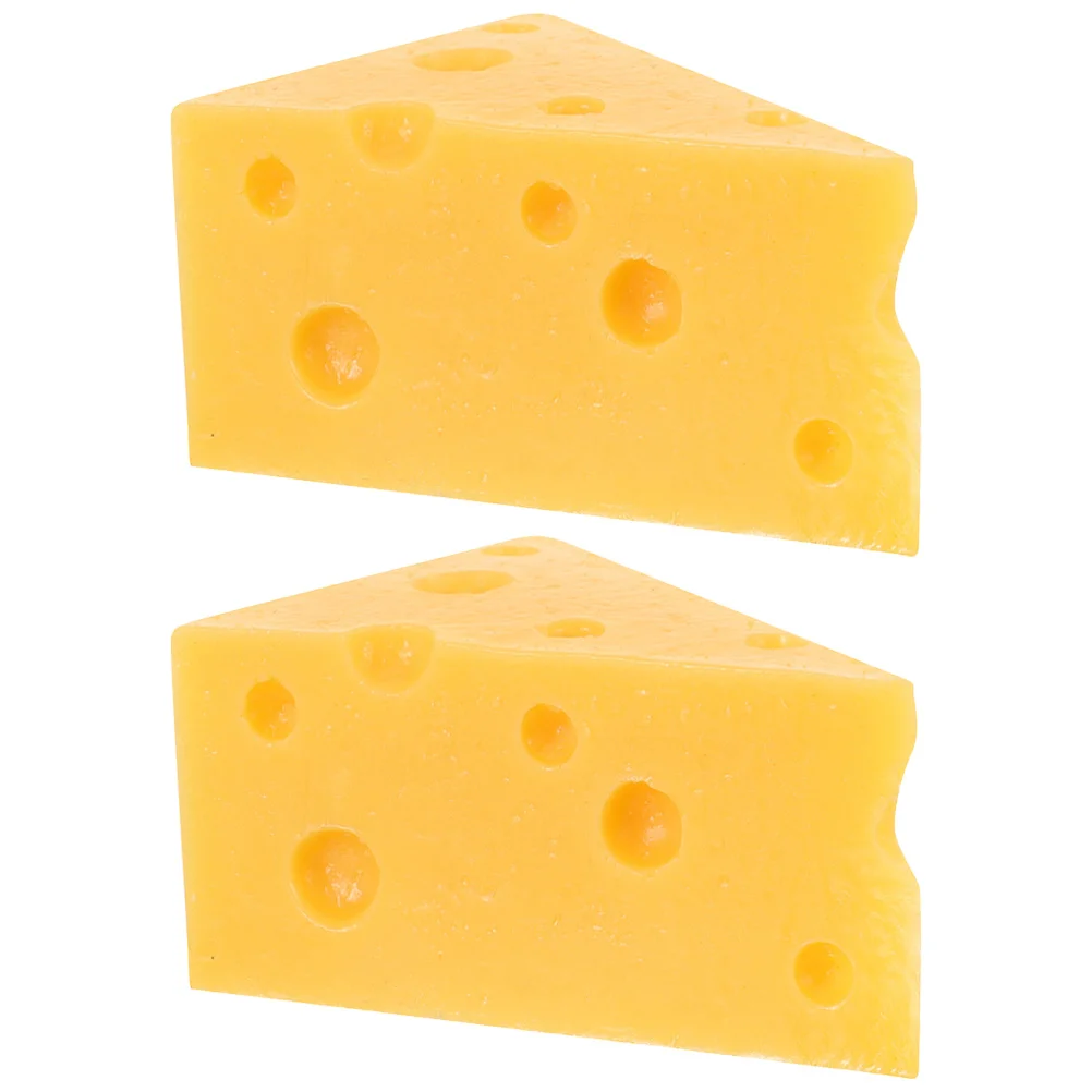 2 Pcs Simulation Cheese Model Ornament Ornaments Decorate Decorative Resin Food Models Simulated