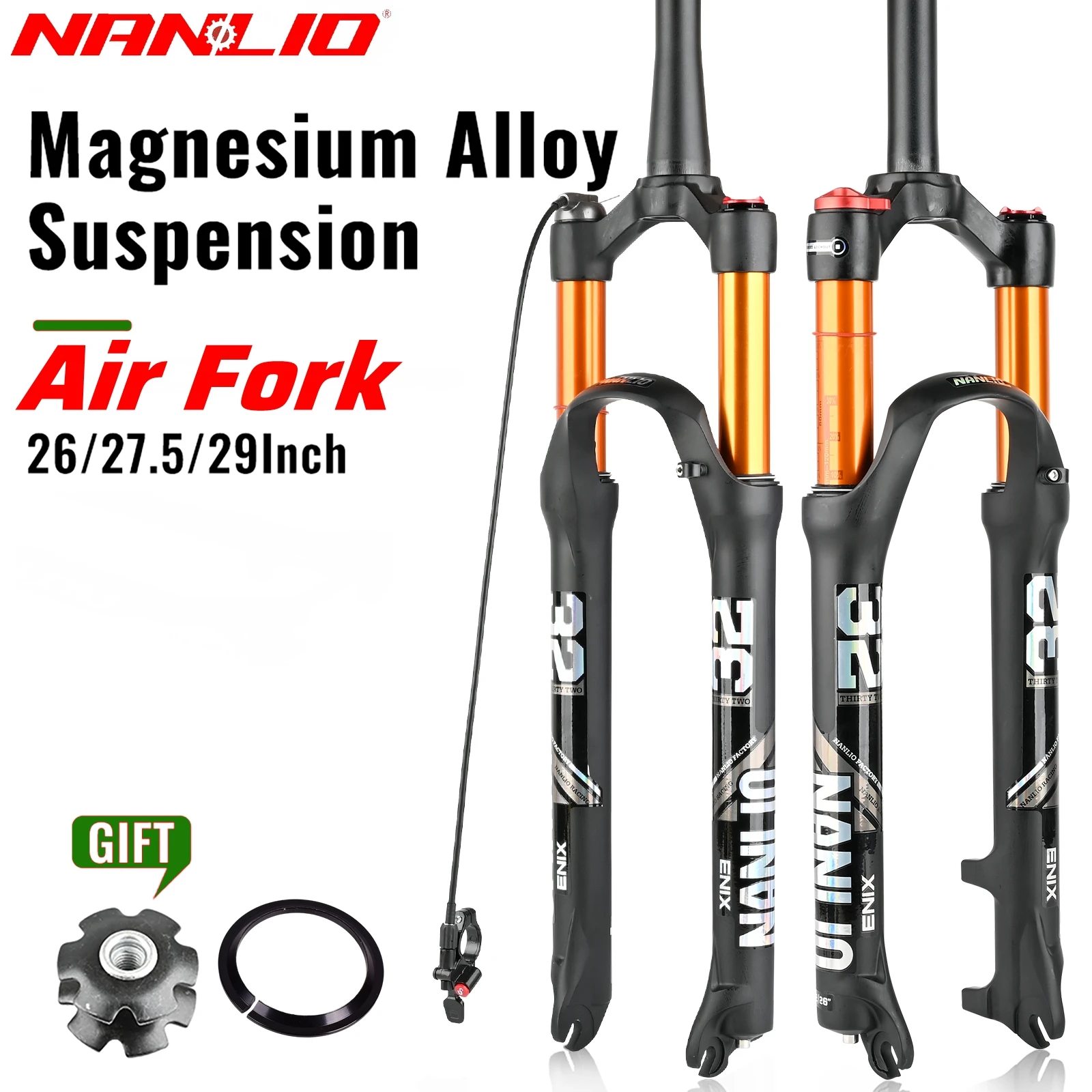 Nanlio X5 PRO 120MM Solo Air Suspension Fork for MTB: 26\