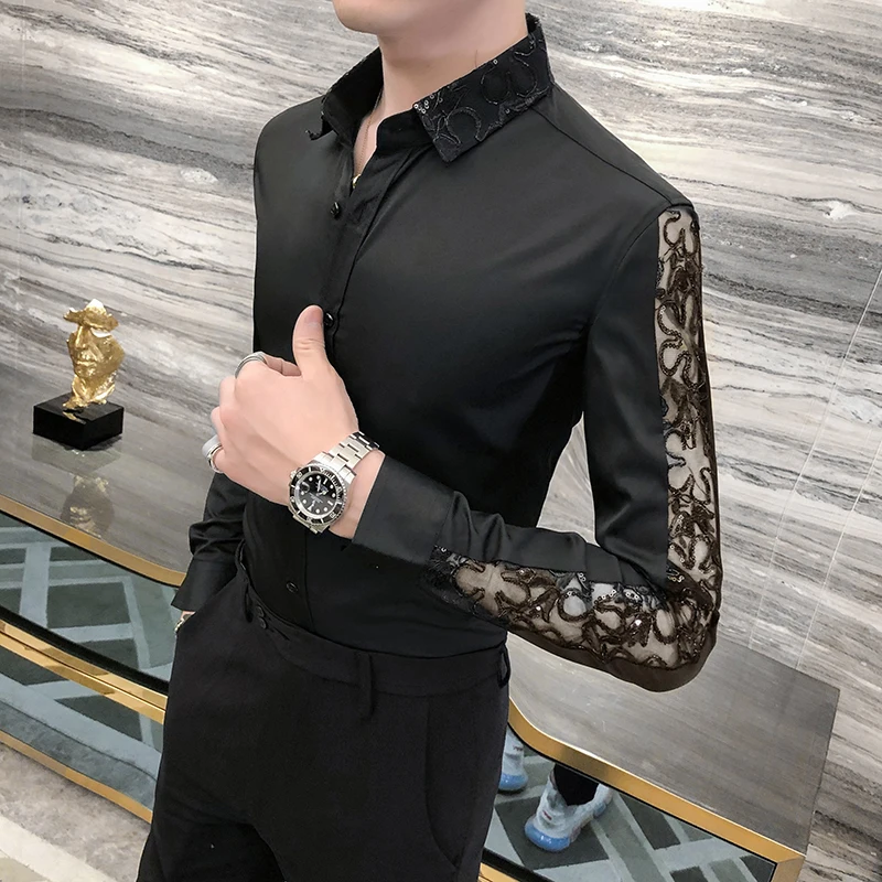 Chemise Homme Fashion Sexy Lace Long Sleeve Elegant Shirts For Men Clothing Slim Fit Casual Men's Social Shirt Tuxedo Big Size - AliExpress 200000343 Chemise Homme Fashion Sexy Lace Long Sleeve Elegant Shirts For Men Clothing Slim Fit Casual Men's Social Shirt Tuxedo Big Size - AliExpress 200000343
