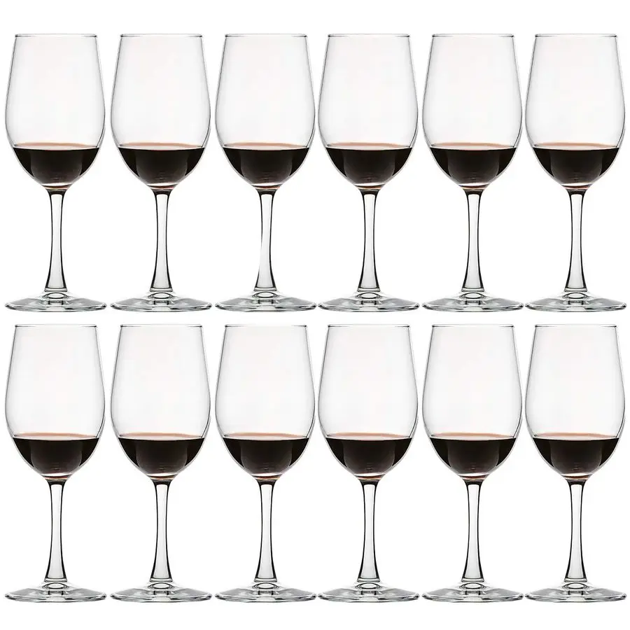 

12 Ounce Set of 12, Classic Durable Red White Wine Glasses For Party