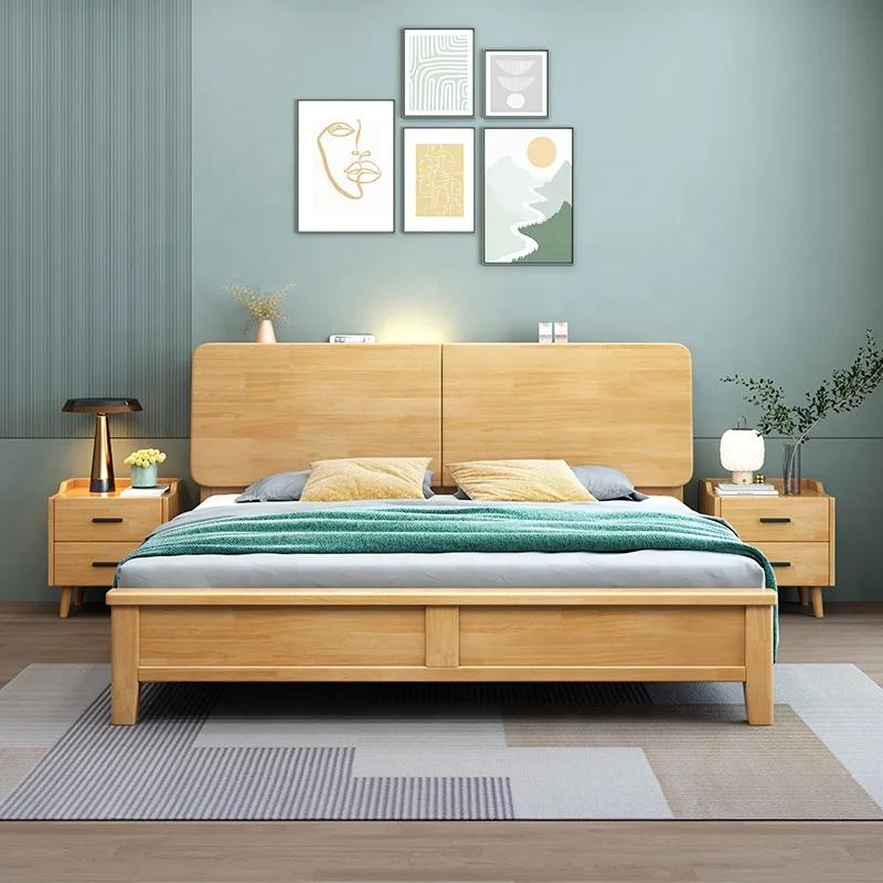 Modern Luxury Wholesalers Solid Wood Sleeping Bed Frame king Size Princess Hotel Wooden Double Girls Beds with Large Storage