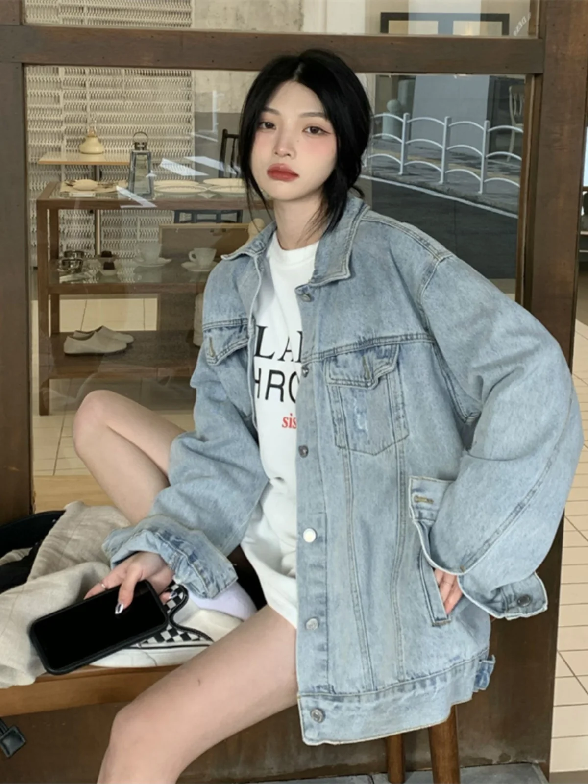 

Retro Hong Kong Sle Women's Denim Jaet Loose Versatile Design Autumn 2025 New Faion Small ence Jeans Clothes