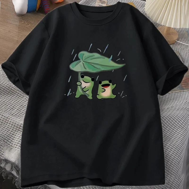 

Summer Frog Cute T-shirts Interesting Frog Print T-shirts Men's and Women's Casual Short-sleeved Pure Cotton Streetwear