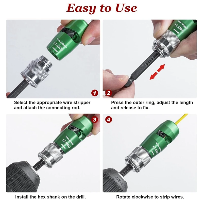 Drill Wire Stripper Set Wire Strippers for Drill Cable Stripper Electricians Tool for AWG 14-12-10-8-6 Standard Wires-ANKL