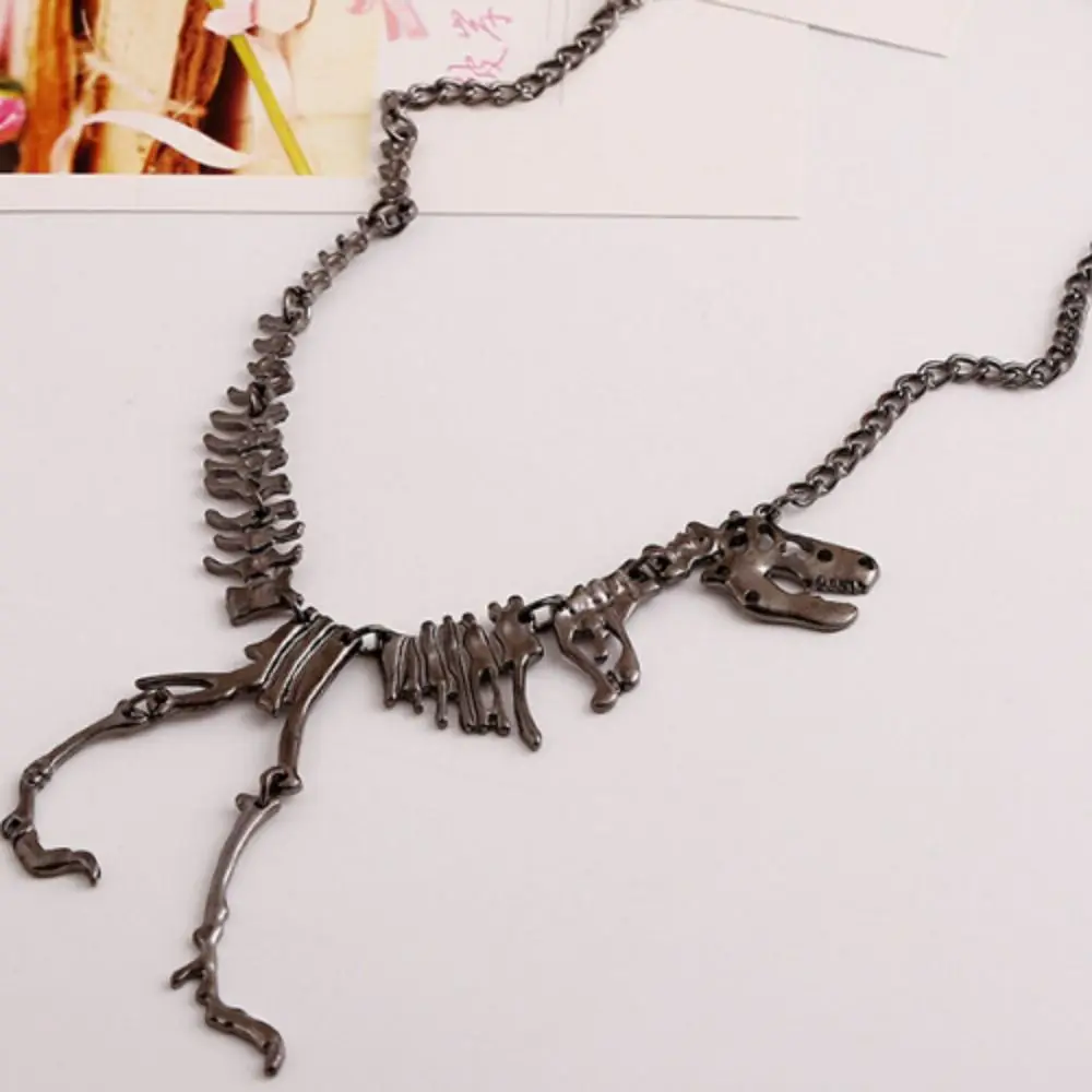 Tyrannosaurus Chain Choker Dinosaur Skeleton Necklace Dragon Necklace Exaggerated Goth Punk Fashion Hip Hop Dragon Necklace