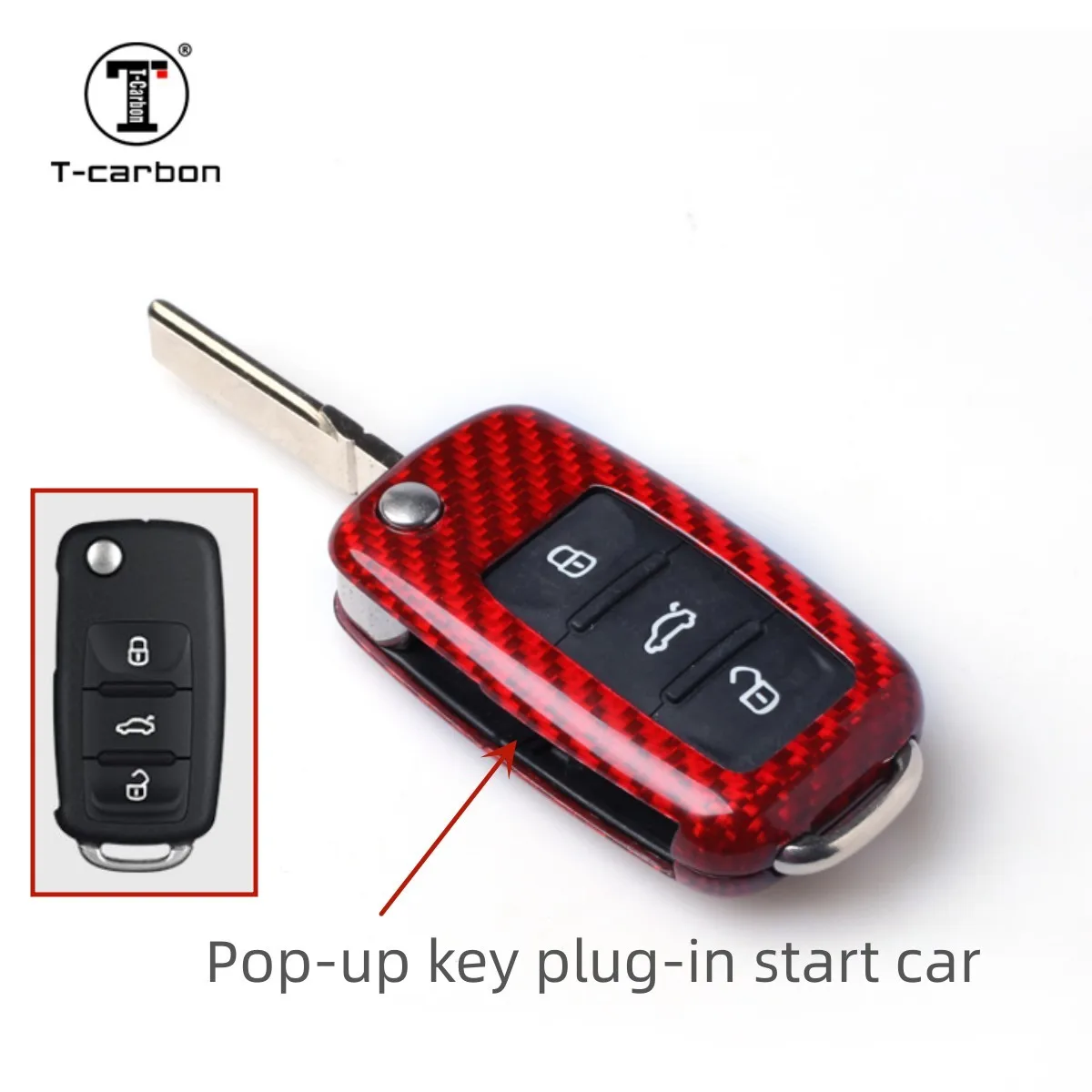 T-Carbon Carbon Fiber Car Key Case Cover Shell Fob For VW Volkswagen Polo Golf Passat Beetle Caddy T5 Up Eos Tiguan Jetta Skoda