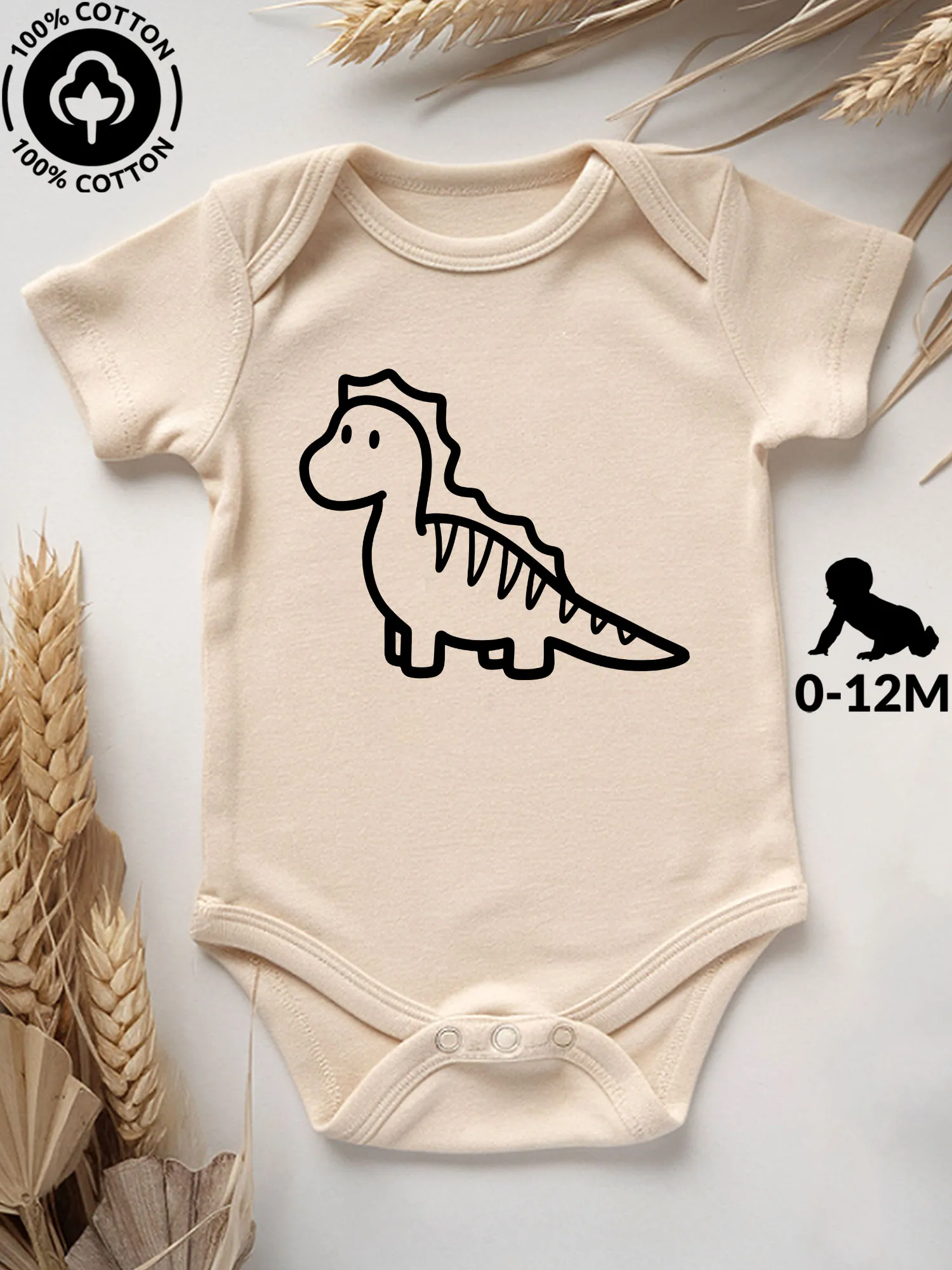 

Детский комбинезон-боди унисекс Amargasaurus, 100% хлопок, мягкий, всесезонный, бежевый, для ползания, 190 г/м²