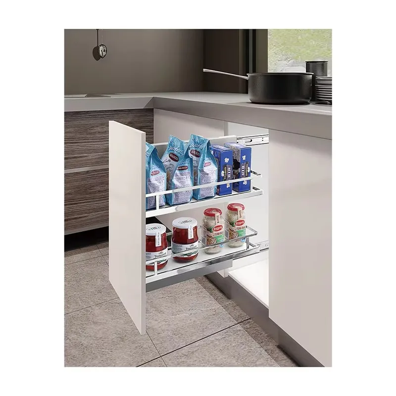 

Rotating Aluminum Alloy Magic Corner Basket Pull-out Storage Cabinet Soft-closing Kitchen Collect Pull-out Basket