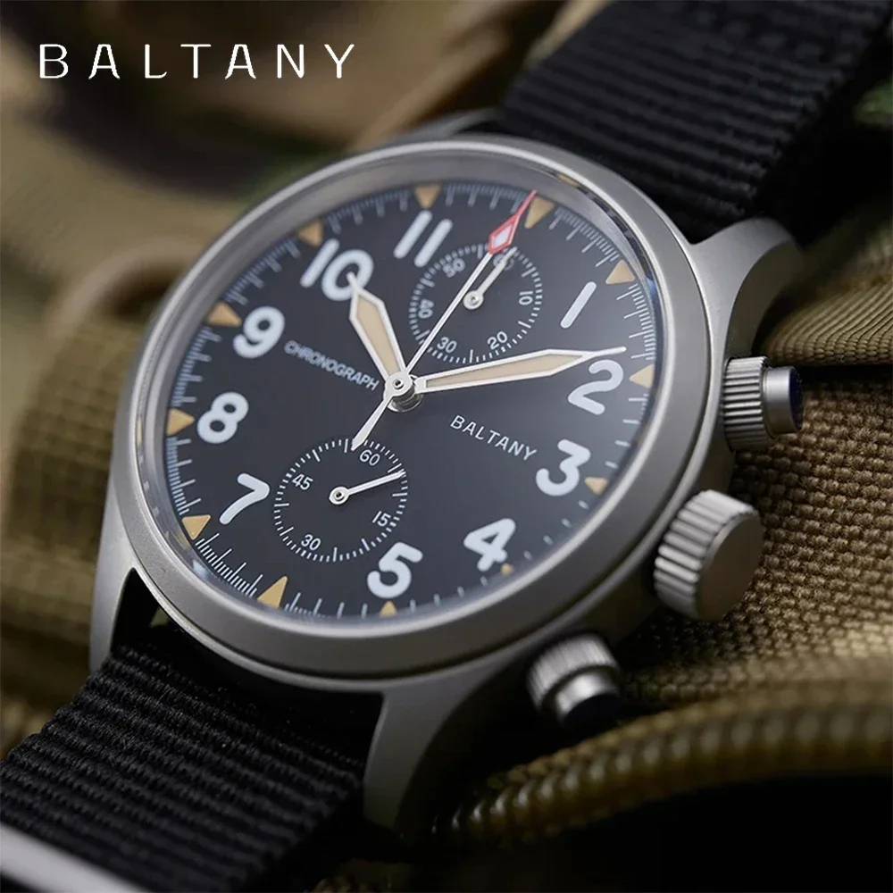 2025 New Baltany Vintage Military Style Men's Quartz Watch S205033 VK61 Stainless Steel Multifunction Chronograph reloj hombre