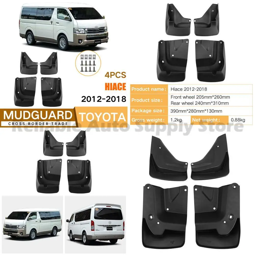 

For Toyota Hiace 2012-2018 Mud Guard Flaps Fender Trim Auto Accessories Premium Quality Durable Rubber Protection OEM Style Dire