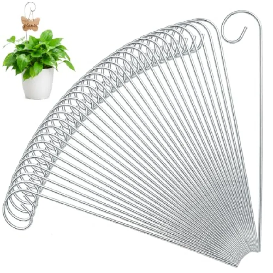 50 Pack Metal Plant Label Hooks, 11.8 Inch Garden Plant Stake Markers, Silver Rust-Proof Plant Sign Supports for Flowers, Plant