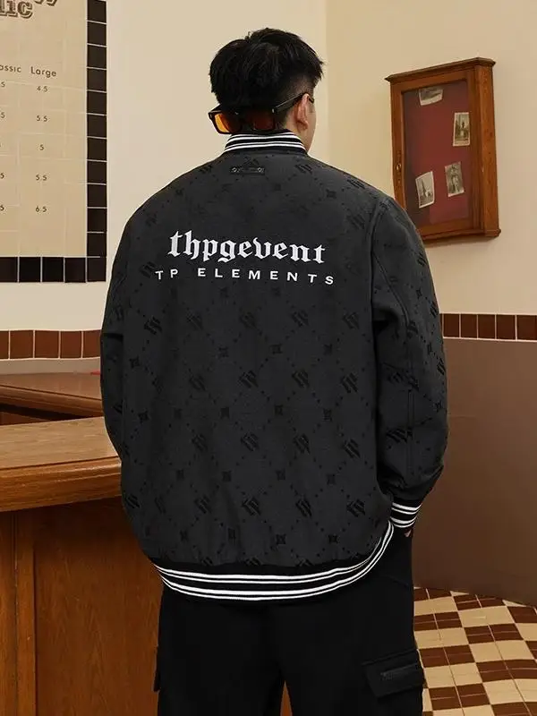 

Trendy Large Size Men's Baseball Collar Jaet Casual Loose Fce Outerwear Spring Autumn Seasonal Faion Polyester Fiber