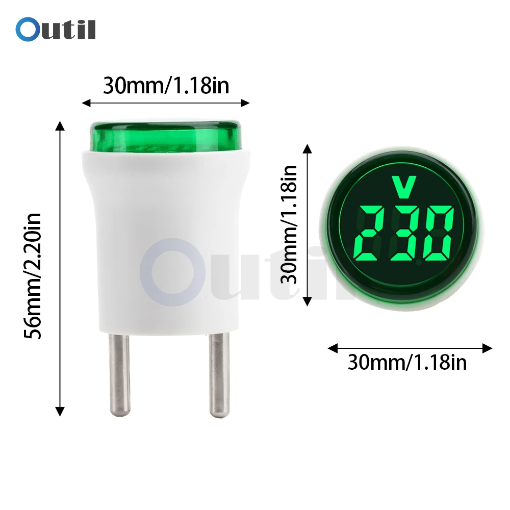 Voltmètre numérique LED AC 50-500V, 30mm, mini indicateur de tension, testeur de volt, prise UE, jauge de test, détecteur d\'ampli