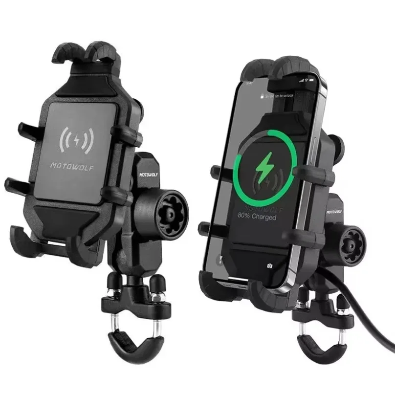 3.0 Quick Charging Motorcycle Bicycle Wireless Charger Phone Holder Stand GPS Moto Cellphone Handlebar Mount for 4-7 inch Phone