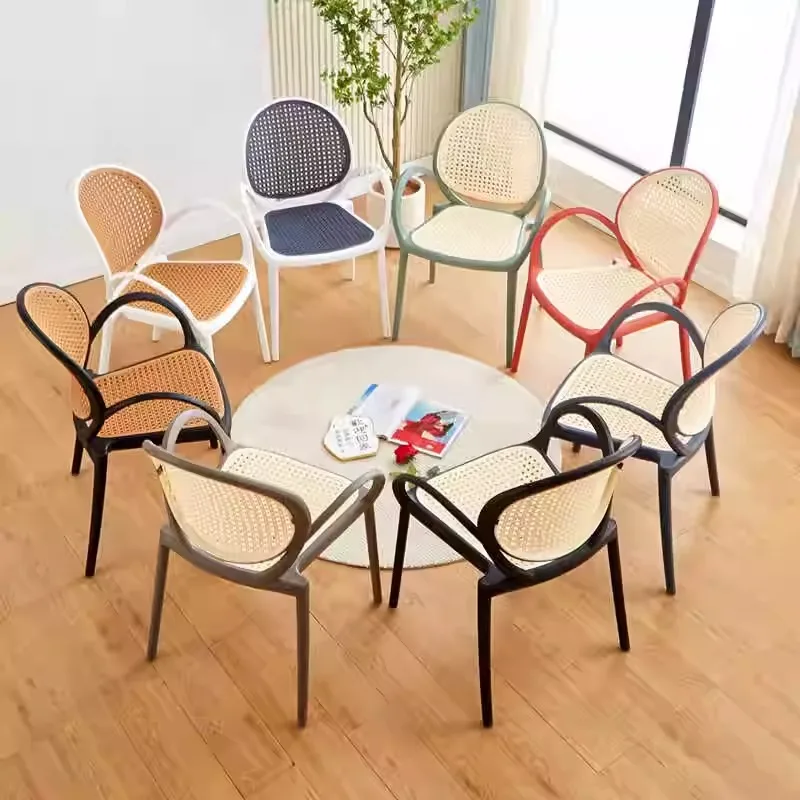 Simple Plastic Chair Stackable Household Dining Chairs Restaurant Balcony Back Chair Fashion Armchair Leisure Outdoor Stool