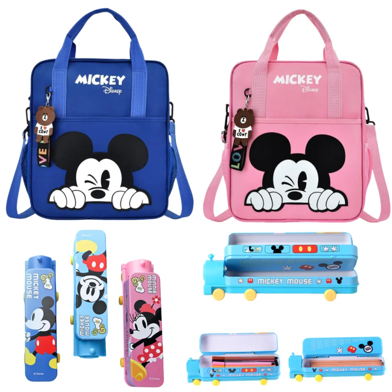 Disney Bag Children's Lunch Pack Train Stationery Box Student Double Deck Pencil Case Cartoon Tutoring Backpack Holiday Gifts