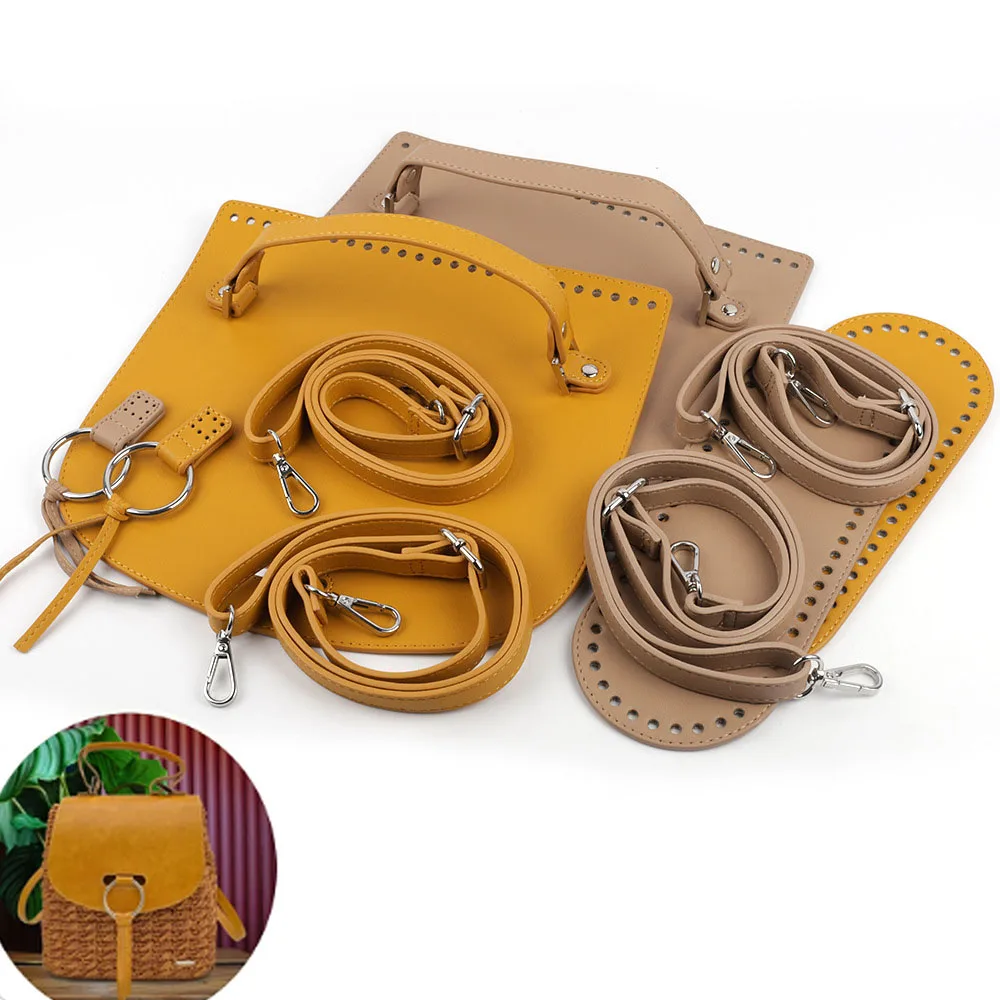 1 Set zaino fatto a mano fai da te borsa a tracolla da donna accessori borsa in pelle cinturino inferiore copertura per borsa all'uncinetto 5 pezzi parti della borsa