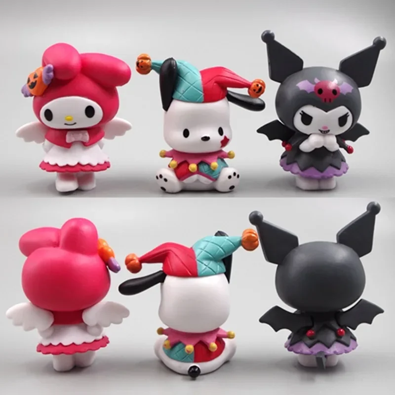 Sanrio My Melody Schattige Pop Figuur Cartoon Model Kuromi Pachacco Halloween Dress Up Diy Decoratieve Cake Ornamenten Vakantie Speelgoed