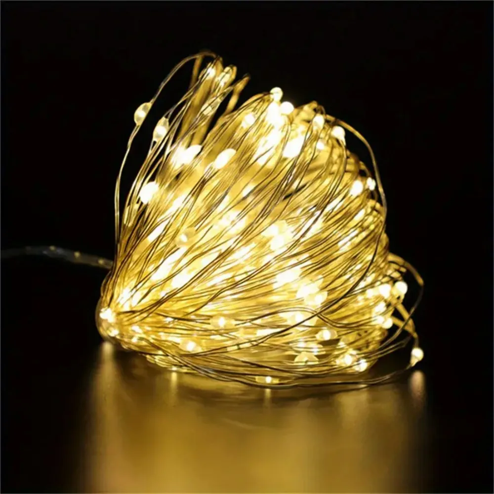 1/2PC 10M100LED 8-mode USB Copper Wire Light String With Remote Control, Used For Wedding, Party And Holiday Decoration Lights