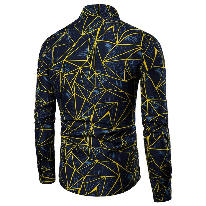 

Men's Geometric Print Colorblock Long Sleeve Shirt Jacket Cardigan Top Stylish Men's Clothing