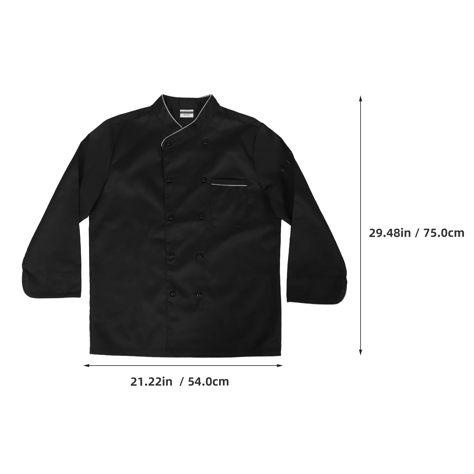 シェフ作業服：長袖ブラックユニセックスキッチンコート、飛沫防止、レストラン、ホテル、バーベキュー、屋外、屋内用