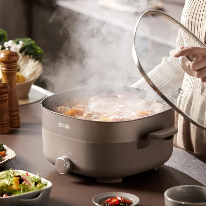 Electric Hot Pot Household Electric Heat Pan Fried Stew Electric Caldron Food Warmer Barbecue Pot Large Capacity