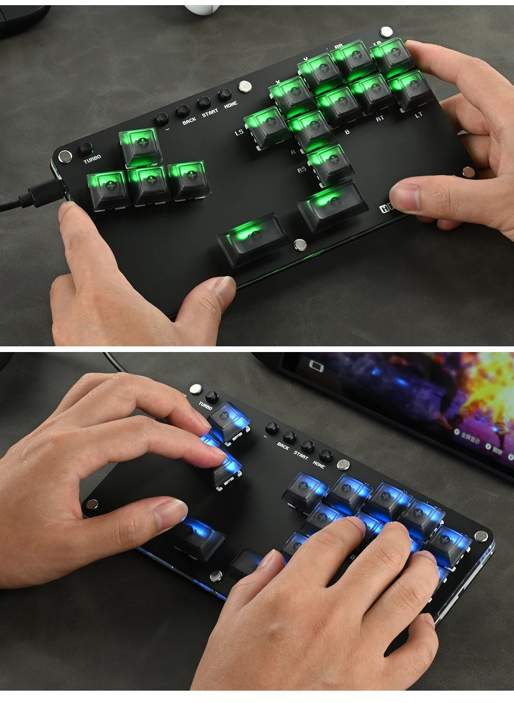 Haute42 Fightstick Hitbox Leverless Controller Mini Stickless Arcade Stick For PC /Ps3/ Ps4 /Switch Arcade Hitbox Controller