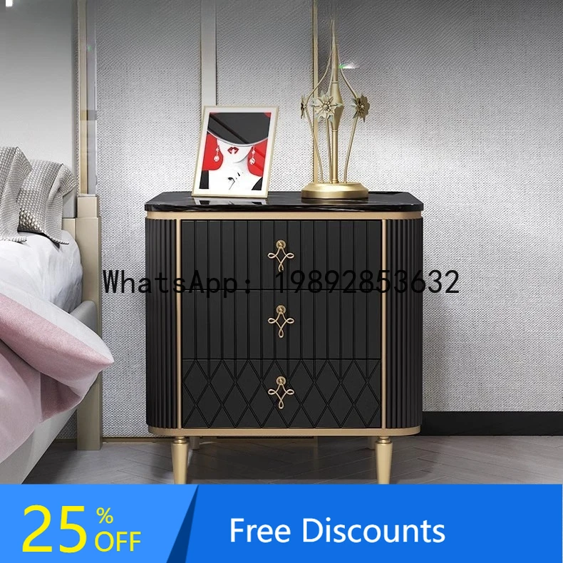 CZ Bedside Table Simple Modern Bedroom Small Apartment Bedside Cabinet Italian Minimalist Marble Storage Cabinet