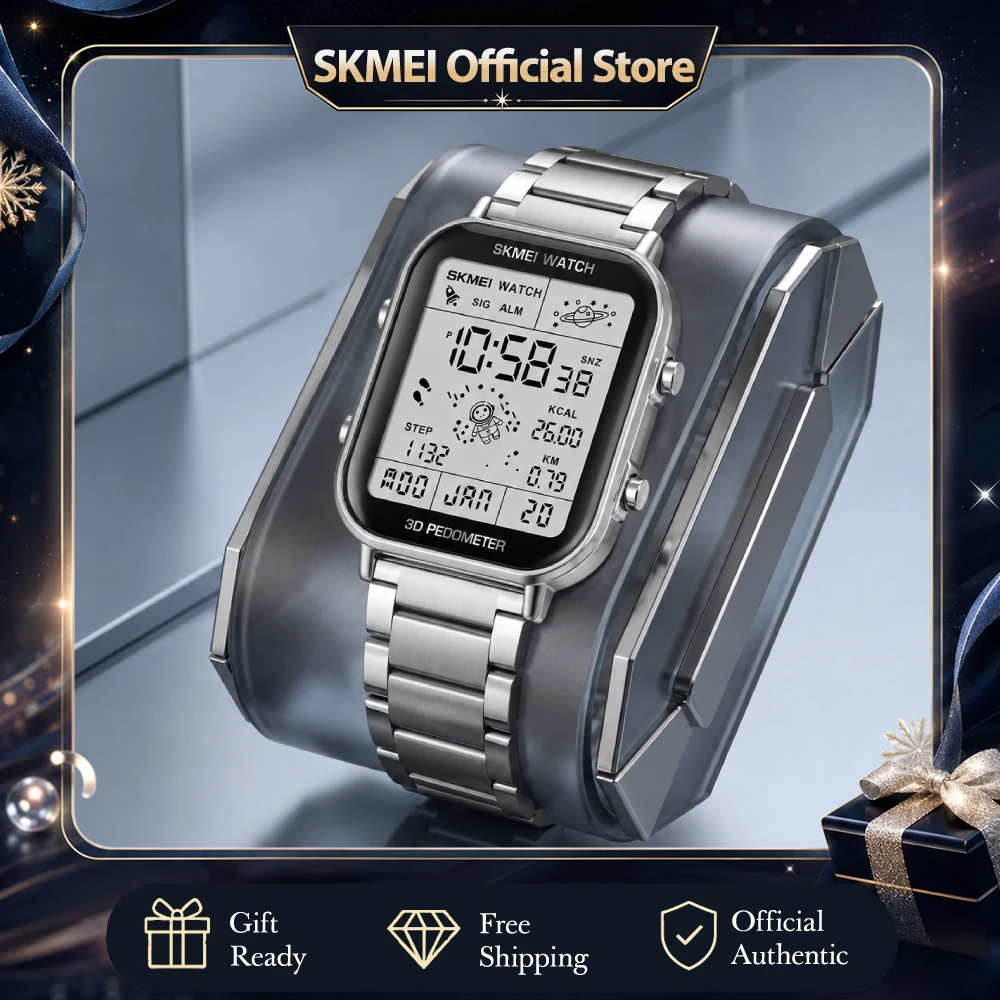 SKMEI Fashion Sport Pedometer Calorie Calculation Digital Watches Men Stopwatch Countdown Wristwatch Calendar Clock reloj hombre