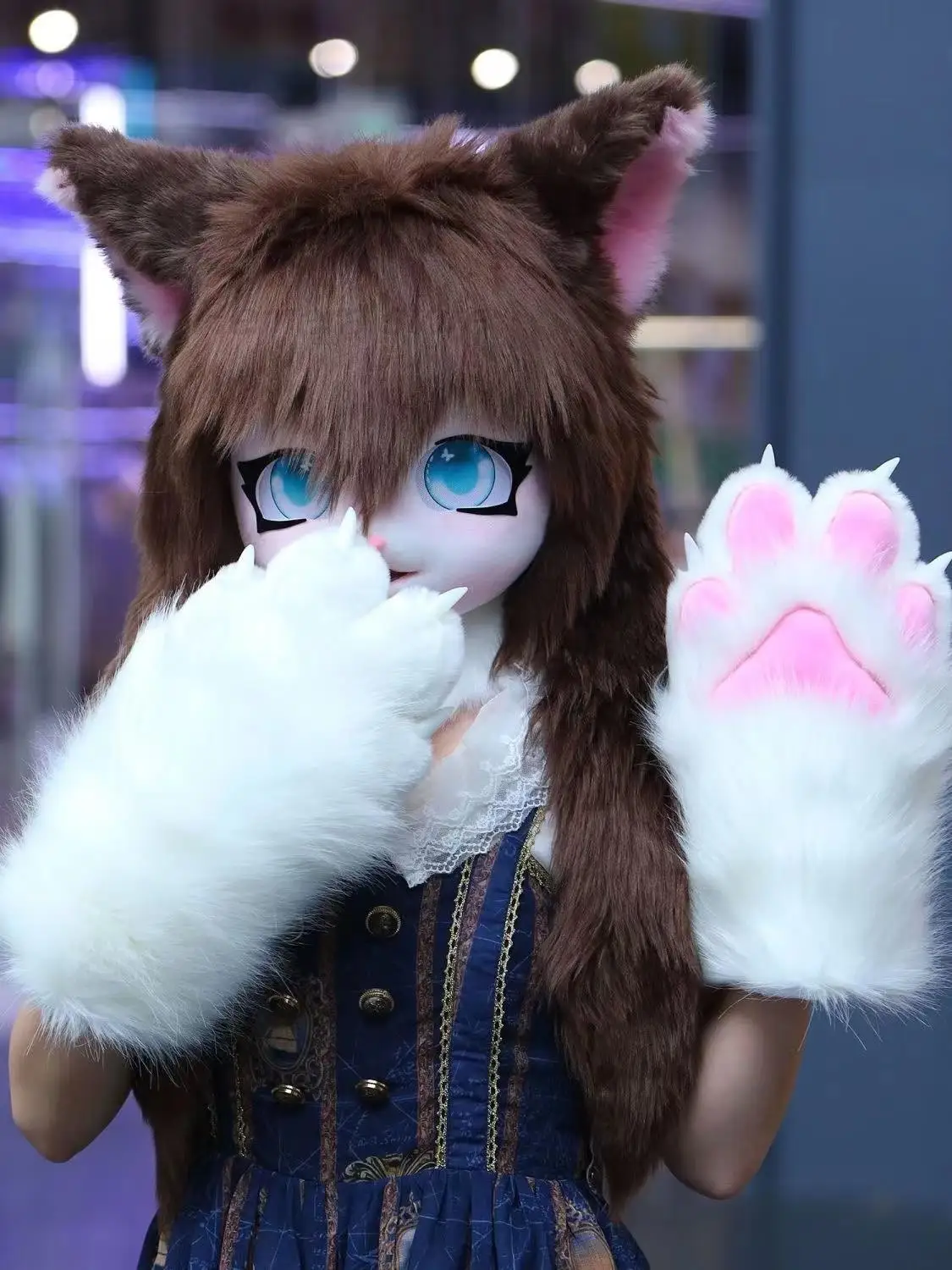 Cute Fursuit Kigurumi Headsets Furry Animal Cosplay Costumes Comiket Furries Rubbit Doll Cat Comiket Furries Doll costumes image 6