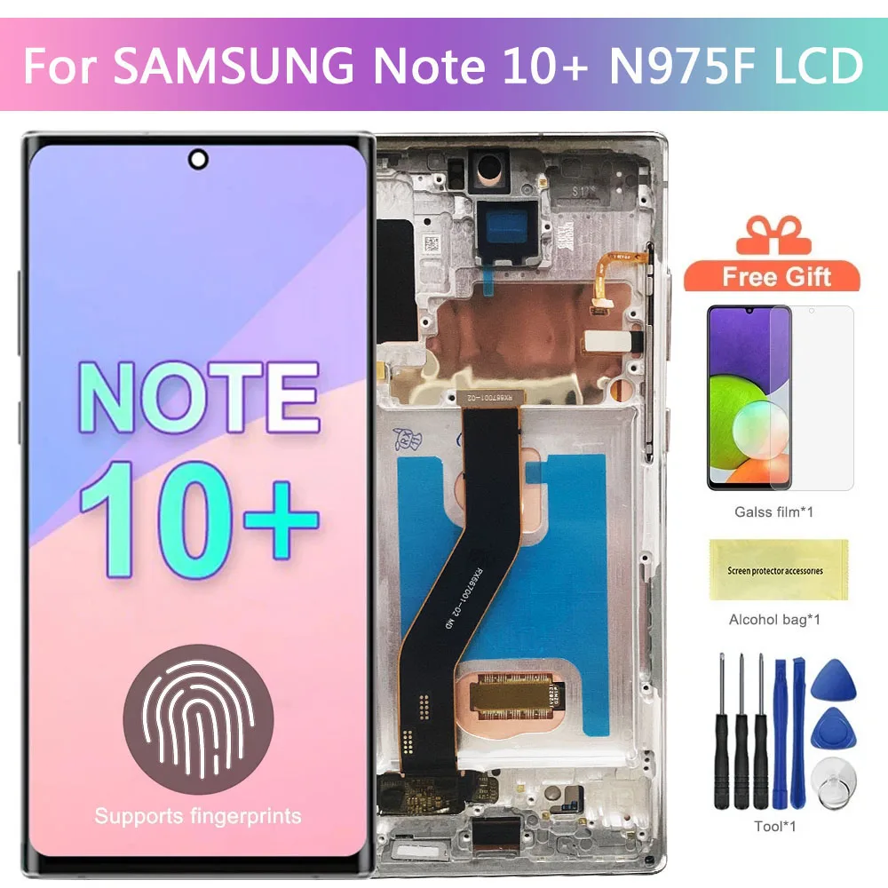 AMOLED Note 10 Plus Display Screen Assembly for Samsung Galaxy Note10+ N975F N975F/DS Lcd Display with Frame Touch Screen Parts