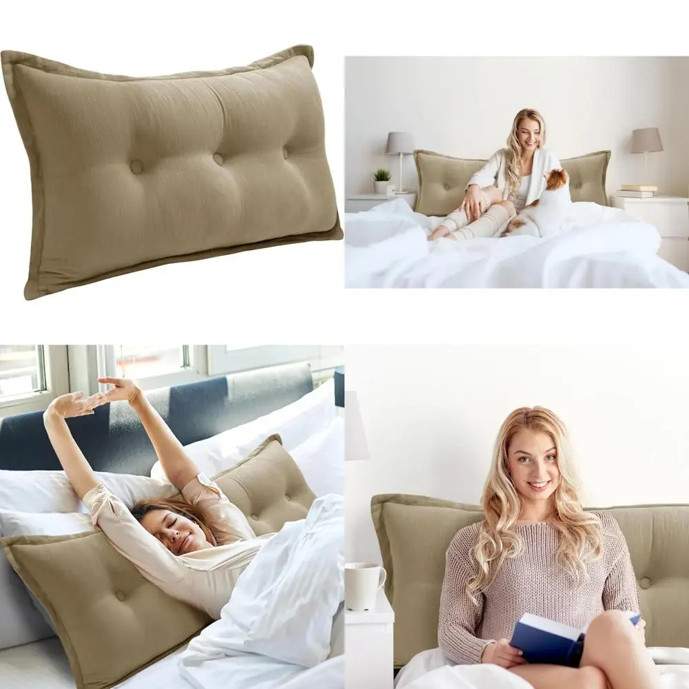 

Rectangular Bolster Pillow Twin Size for Bed - Back Rest Support Pillow for Sitting, Daybed Use, and Comfortable Back Support