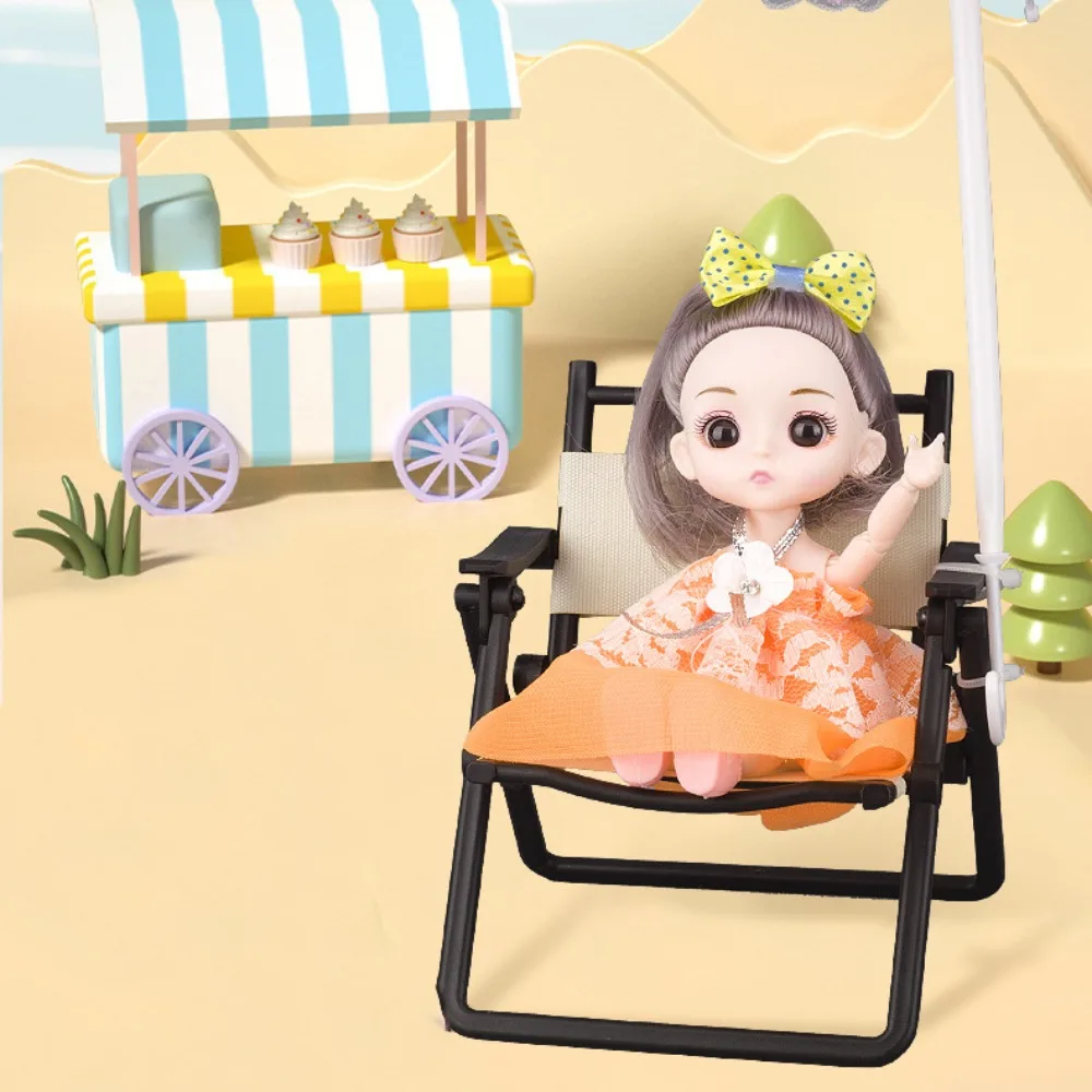 1:6 Dollhouse Mini Leisure Folding Chair Dolls Outdoor Camping Chair Mini Furniture Model Dollhouse Home Decor Accessories