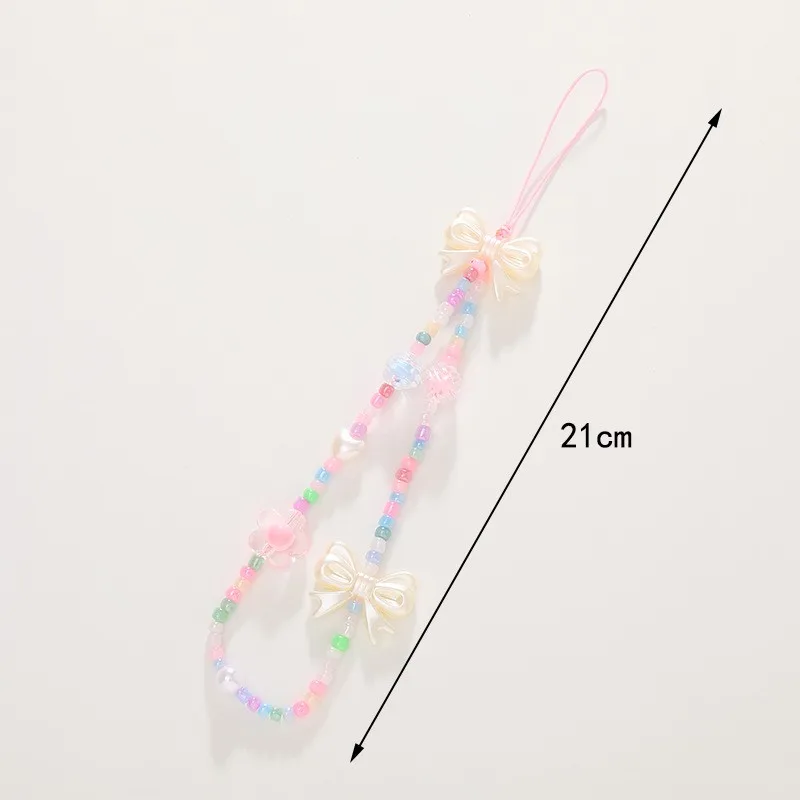 Women Girls Beaded Mobile Phone Lanyard Smartphone Chain Anti-Lost Tellphone Rope Summer Candy Colored Phone Strap Pendant Gifts