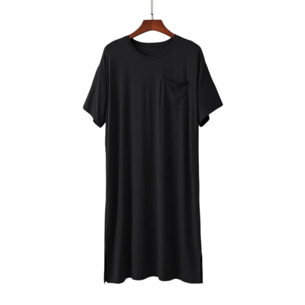 Loose Knee-Length Men's Sleeping Dress Plus Size Soft Night-robe Elastic Thin Bathrobe Boy