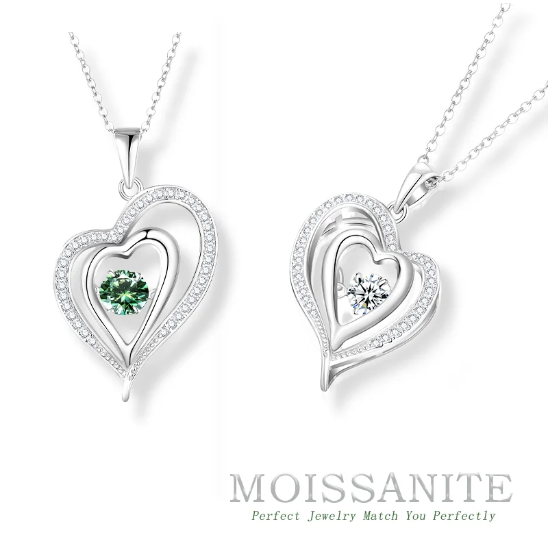 S925 Sterling Silver Moissanite Necklace - Unique Elegant Design, Round Cut, Hypoallergenic, Perfect Gift for Women