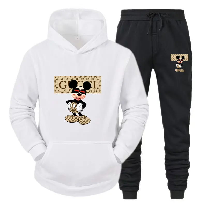 

Весенне-осенняя хлопковая спортивная одежда с принтом Микки и Диснея, спортивная одежда для пар, мужские и женские стили