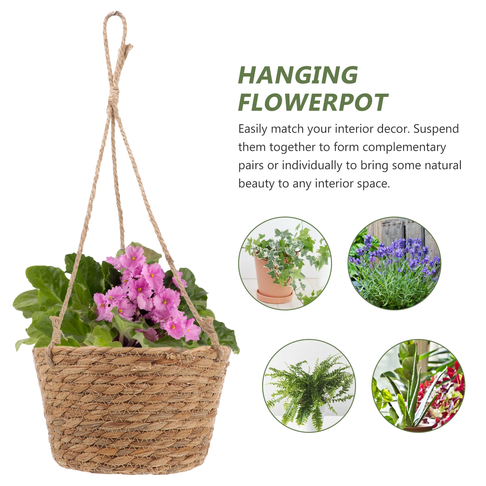 

Woven Hanging Plant Pot Space-Saving Decorative Flower Pot for Balcony Garden Living Room Indoor Outdoor Hanging Basket Planter