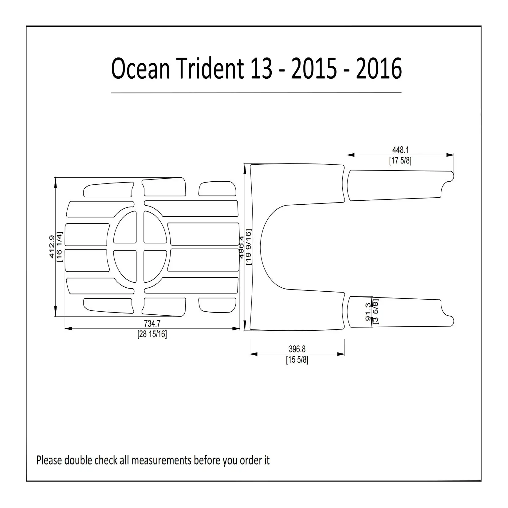 

2015-2016 Ocean Trident 13 Kayak Boat EVA Foam Deck Floor Pad Flooring