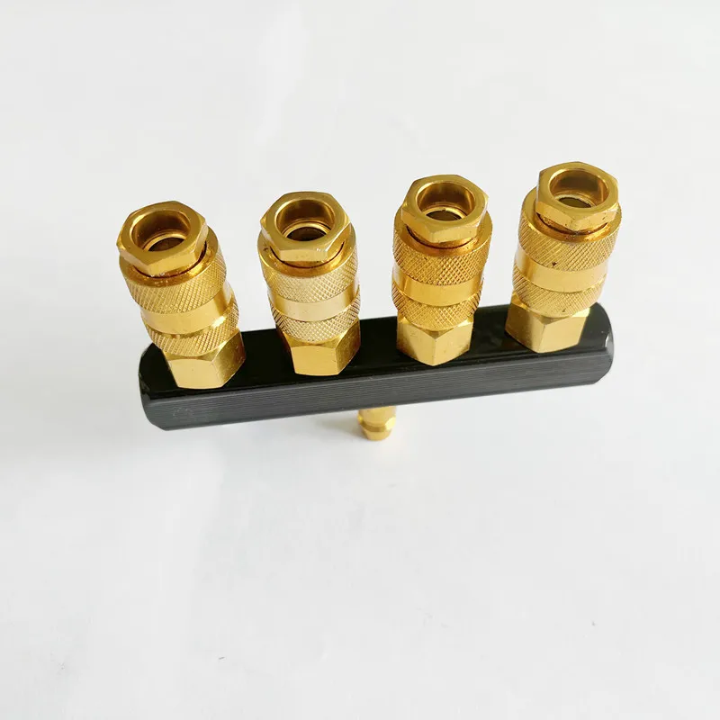 1/4\'\' European Type 4 Way Air Quick Connector Pneumatic Hose Coupler Aluminum Material Air Compressor Part Air Tool