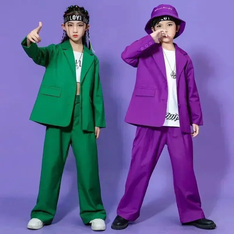 5807 Suit for Girls Dance Group Casual Long Sleeve Blazer Pants 2pcs Children Costumes Formal Black Jacket Set Boys 14-18 Years