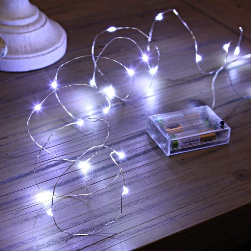 Cuerdas de alambre de cobre de 1M-30M, 300Led, funciona con pilas 3XAA, decoración de fiesta de bodas y Navidad, guirnalda de luces LED de hadas
