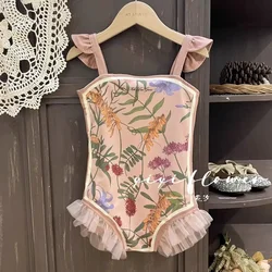 New gilr swimsuit Double sided wearable flower girl swim wear Summer Children clothes high quality baby swimsuit 2-12y