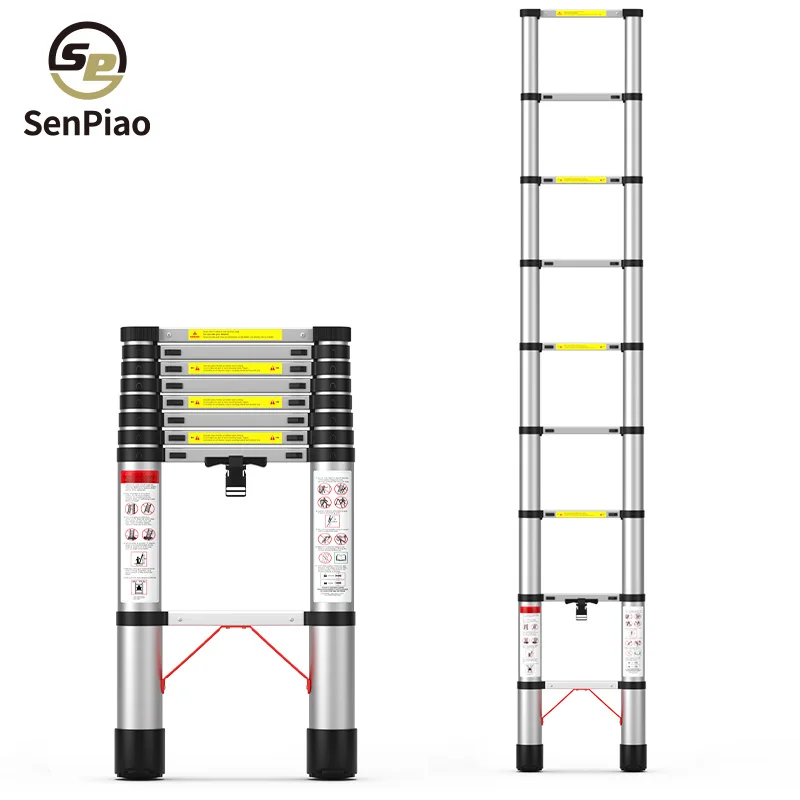 Household Telescopic Ladder Aluminium Single Straight Telescopic Ladders Folding Straight Aluminum Alloy Domestic Ladder