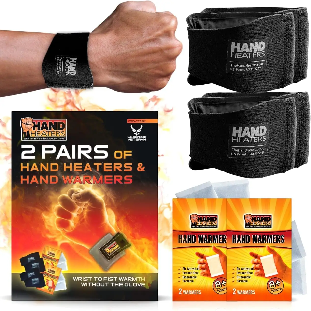 

Heated Wristbands 8+ Hours Warmth, 2-Pack with 4 Disposable Warmers for Hands & Feet – Winter Essentials