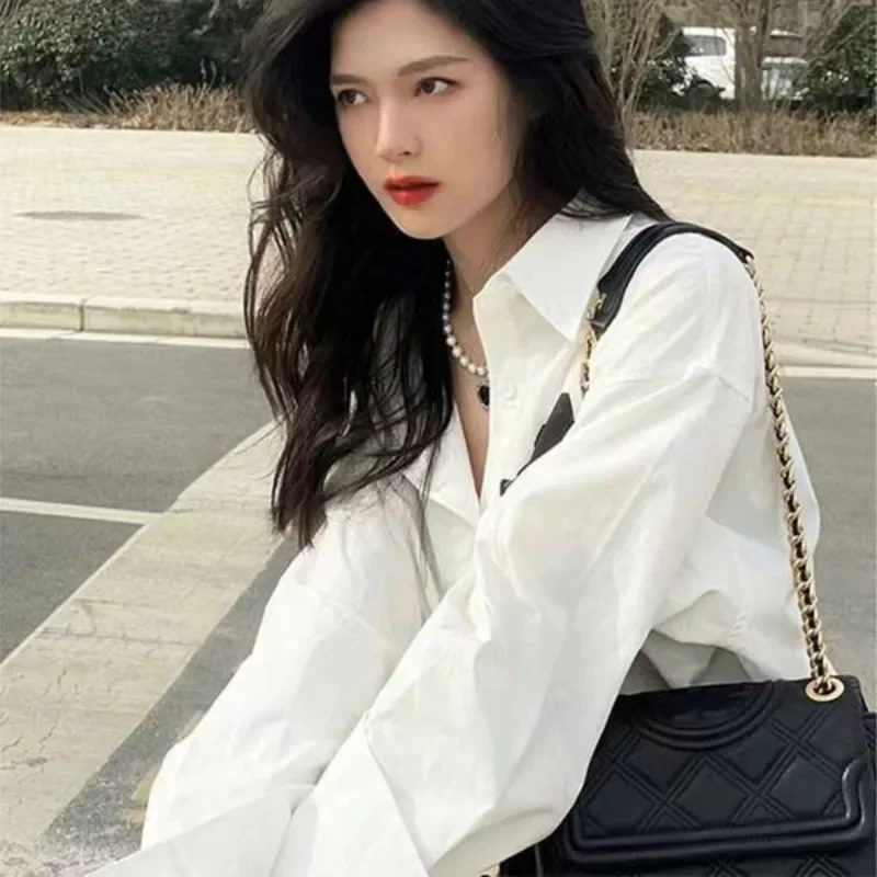 DAYIFUN Lady Black Rose Embroidered Shirt Summer/Autumn Long Sleeve White Solid Color Lapel Blouses Women's Temperament Clothing image 4