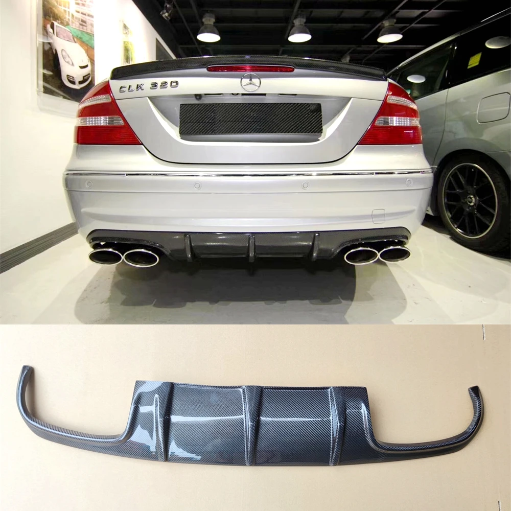 W209 Diffuser Carbon Fiber Rear Bumper Exhaust Diffuser Lip Spoiler for Mercedes-benz Clk Class W209 Amg Style 2003-up