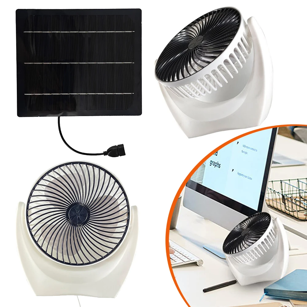 Solar Panel Fan Portable Solar Fan with USB Solar Powered Camping Fan Solar Charger Desk Fan for Outdoor Camping Hiking