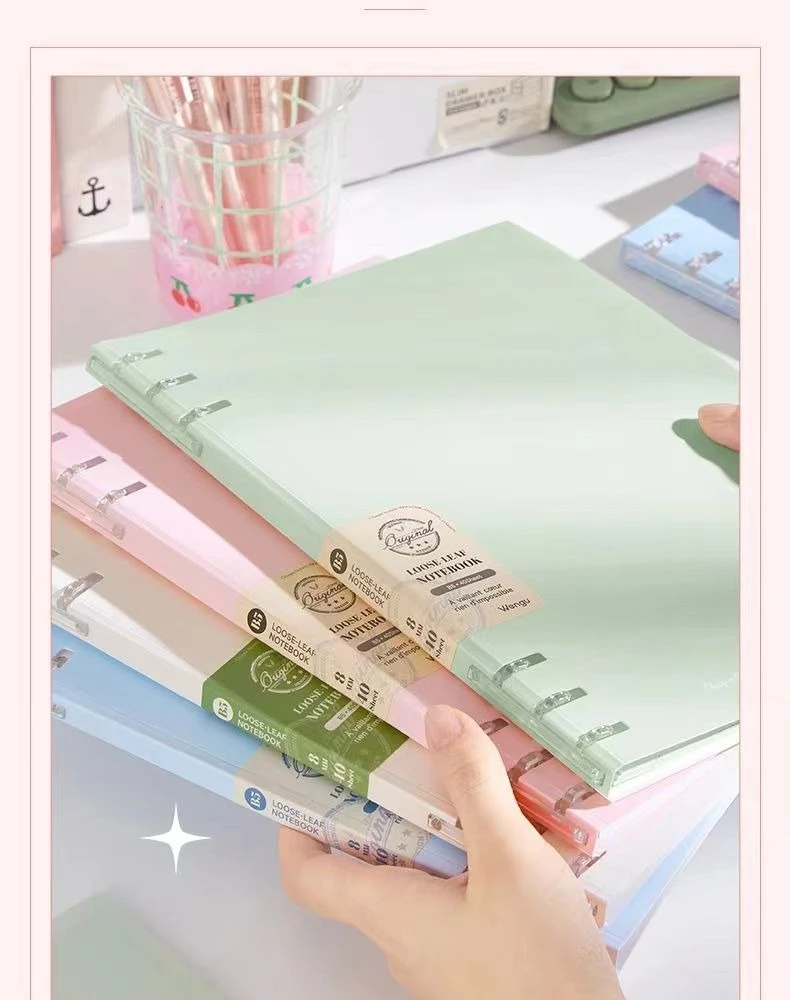 1PC Notizbuch mit drei Löchern und Clip für lose Blätter, abnehmbares, leichtes Notizbuch für Studenten, mehrere Farben erhältlich – Detail 14