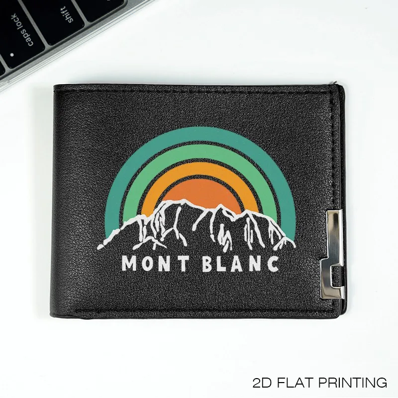 MONT BLANC Rainbow Mountain Design PU-Leder-Geldbörse, minimalistischer, kompakter Business-Stil, langlebig, leicht, Herren-Geldbörse